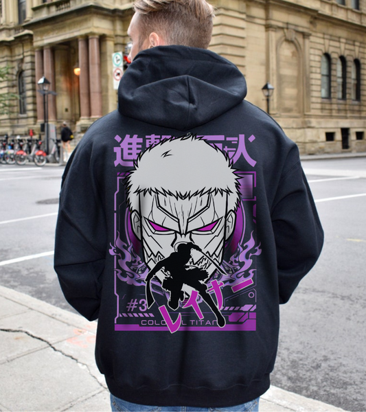 Reiner Braun Back Print Hoodie – 100% Cotton Attack on Titan Anime Sweatshirt