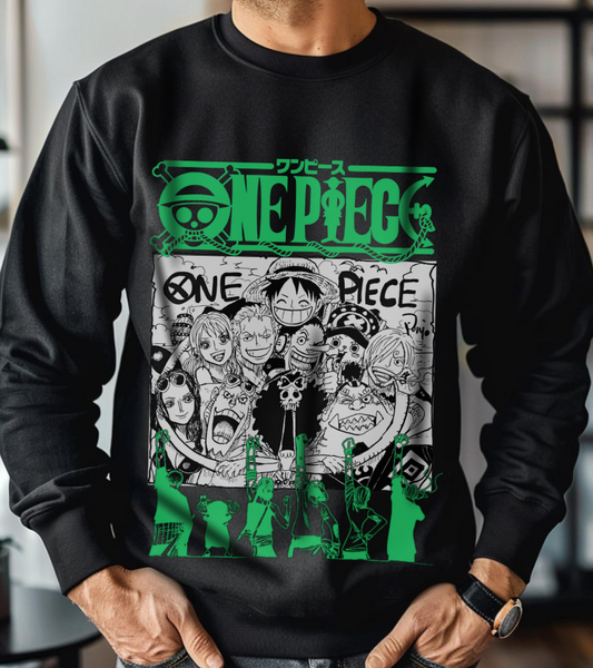 One Piece Characters Sweatshirt – 100% Cotton Anime Crew Pullover for True Fans