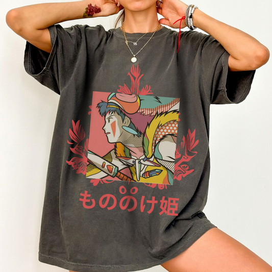 Mononoke Princess T-Shirt – Ghibli Anime Tee 100% Cotton