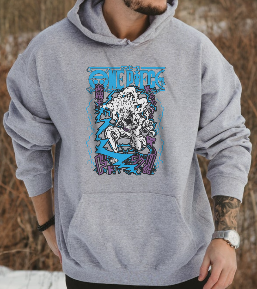 Luffy Gear Hoodie – 100% Cotton One Piece Hoodie Featuring Gear 5 Anime Design