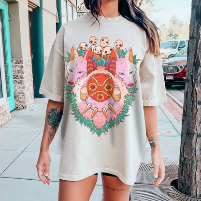 Mononoke Ghibli Art T-Shirt | Princess Mononoke Anime Cotton Tee