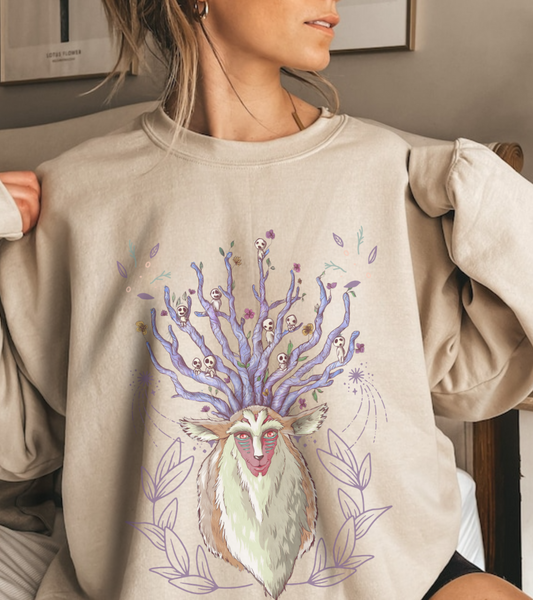 Forest Spirit Sweatshirt – 100% Cotton Princess Mononoke Pullover | Studio Ghibli Anime Sweater