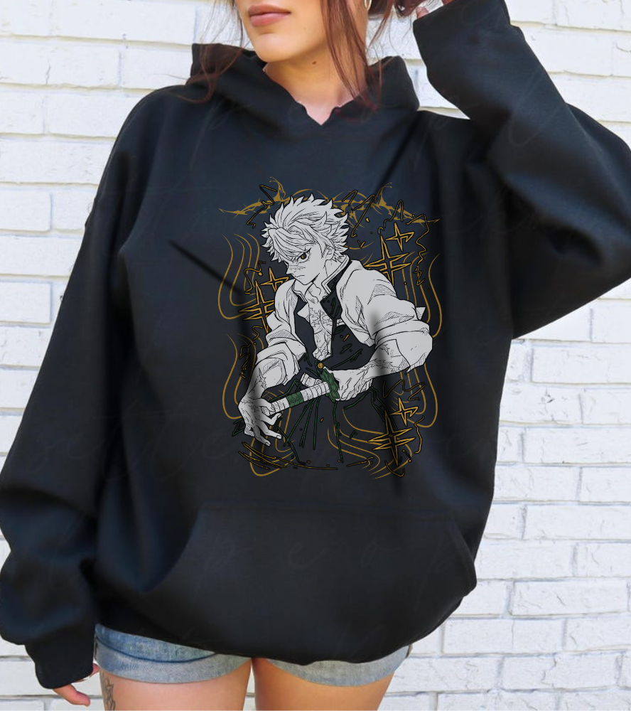 Sanemi Shinazugawa Demon Slayer Hoodie – 100% Cotton Anime Streetwear for Kimetsu no Yaiba Fans