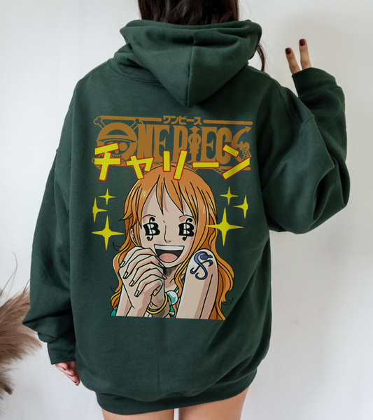 Nami One Piece Back Print Hoodie – 100% Cotton Anime Streetwear for True Fans