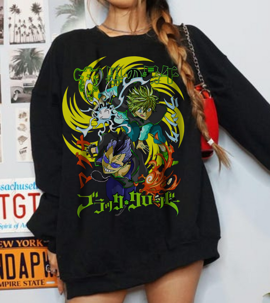 Magna and Luck Black Clover Sweatshirt – 100% Cotton Anime Crewneck for Magic Knights Fans