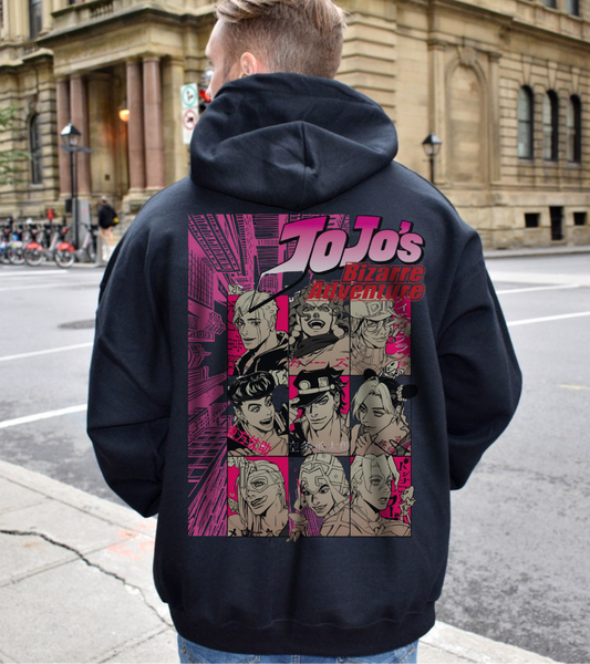 JoJo’s Bizarre Adventure Back Print Hoodie – 100% Cotton Anime Pullover with Stand & Joestar Back Design – Otaku Streetwear