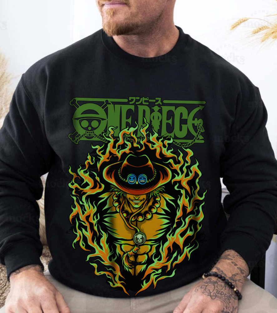 Portgas D. Ace One Piece Sweatshirt – 100% Cotton Anime Pullover for Fire Fist Fans