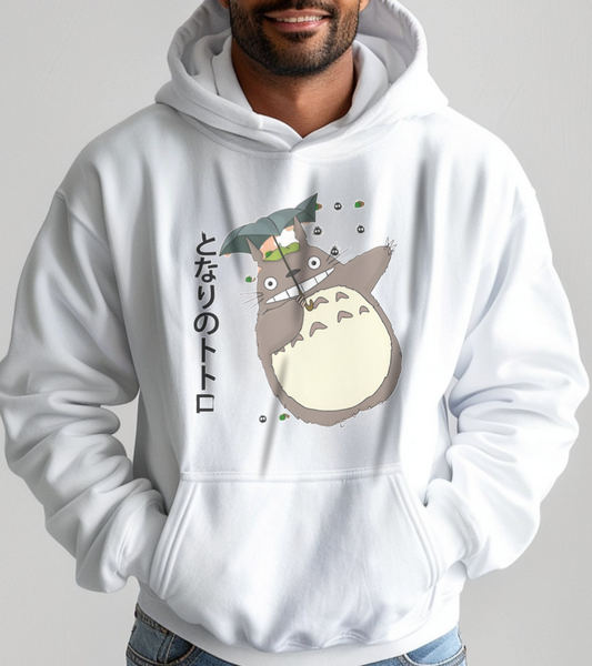 Totoro Funny Face Hoodie – 100% Cotton Cute Studio Ghibli Hoodie for Anime Fans