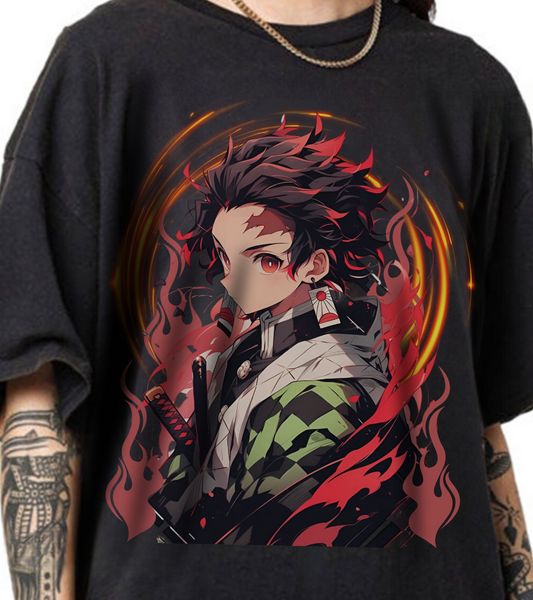 Tanjiro Kamado Demon Slayer T-Shirt – 100% Cotton Anime Tee for Kimetsu no Yaiba Fans