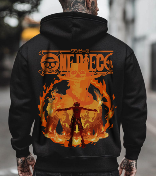 Portgas D. Ace Hoodie 100% Cotton with Back Print – One Piece Anime Hoodie