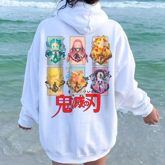 Demon Slayer Characters Back Print Hoodie | 100% Cotton Anime Hoodie