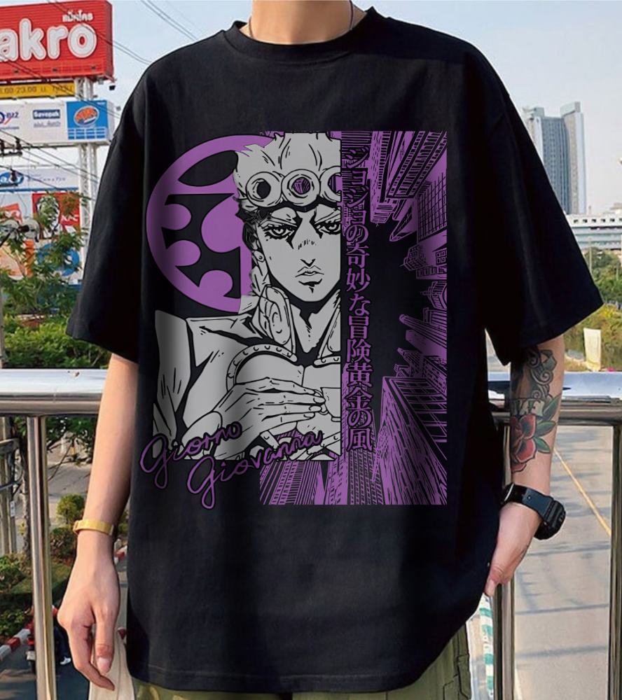 Giorno Giovanna T-Shirt – 100% Cotton JoJo’s Bizarre Adventure Anime Tee for Stand Users