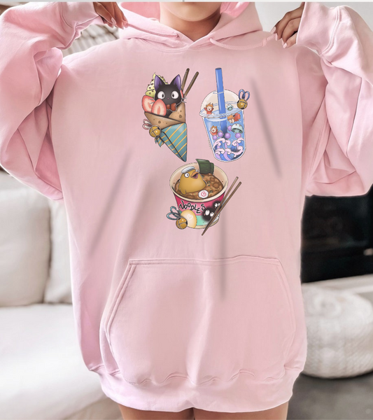 Studio Ghibli Food Hoodie – 100% Cotton Anime Hooded Sweatshirt Featuring Iconic Ghibli Dishes
