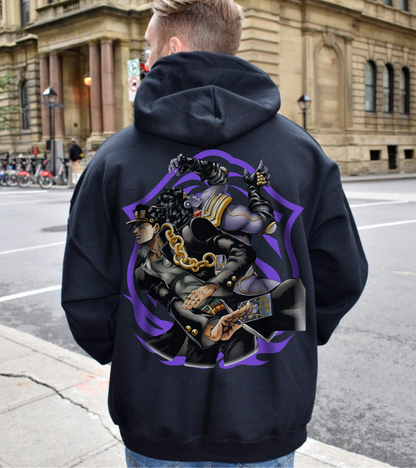 Jotaro Kujo Back Print Hoodie – 100% Cotton JoJo's Bizarre Adventure Anime Pullover