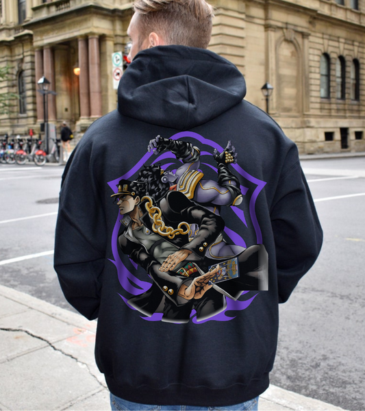 Jotaro Kujo Back Print Hoodie – 100% Cotton JoJo's Bizarre Adventure Anime Pullover
