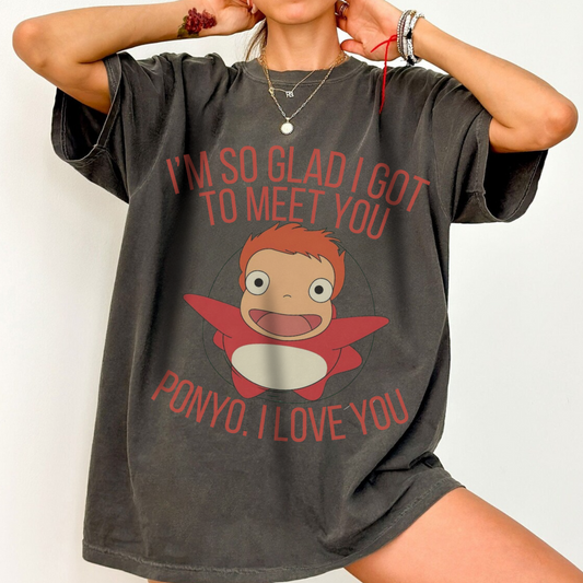 Ponyo Studio Ghibli Art T-Shirt 100% Cotton Anime Tee