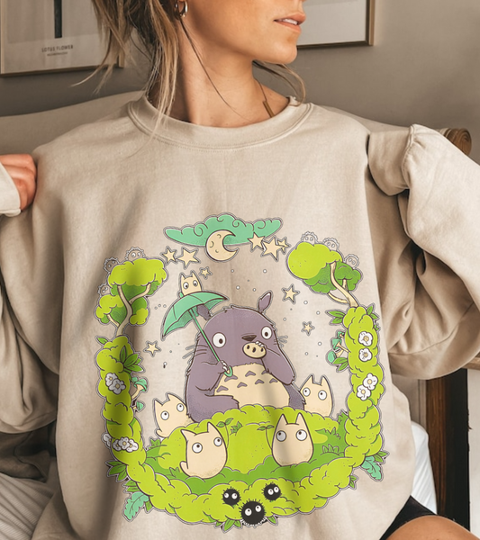Totoro Forest Magic Sweatshirt – 100% Cotton Studio Ghibli Pullover Inspired by My Neighbor Totoro