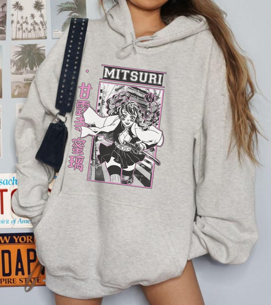 Mitsuri Kanroji Demon Slayer Hoodie – 100% Cotton Love Hashira Anime Pullover