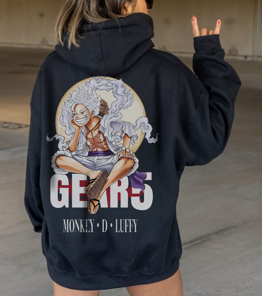 Monkey D. Luffy Gear 5 Back Print Hoodie – 100% Cotton One Piece Anime Sweatshirt