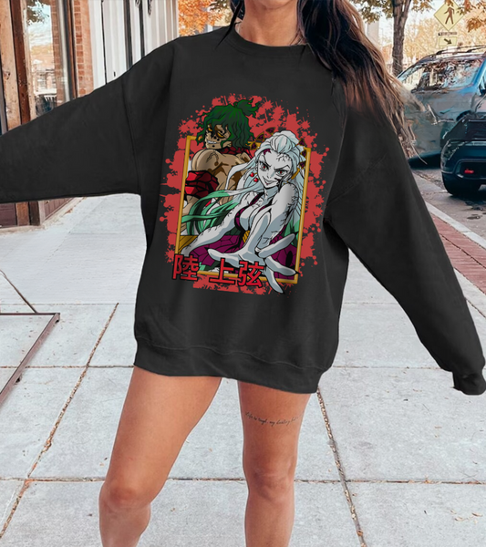 Daki Gyutaro Demon Slayer Sweatshirt – 100% Cotton Anime Pullover for Upper Moon Fans