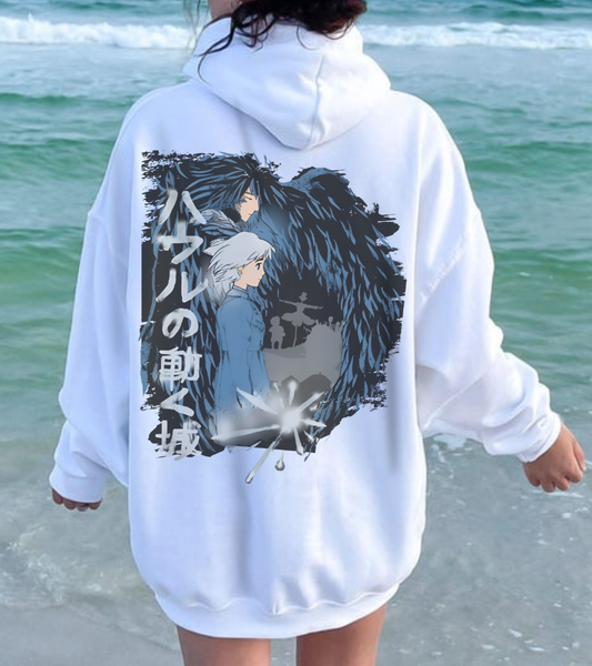 Howl & Sophie Back Print Hoodie – 100% Cotton Studio Ghibli Hoodie Inspired by Howl’s Moving Castle