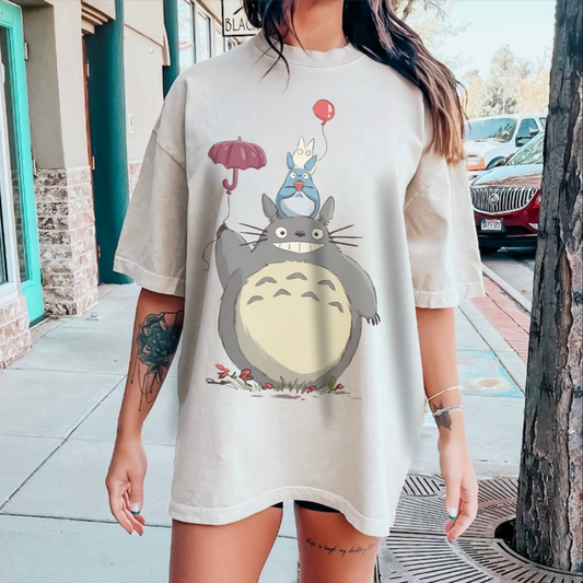Totoro Umbrella T-Shirt – 100% Cotton Studio Ghibli Anime Tee