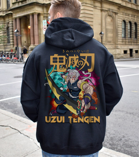 Uzui Tengen Back Print Hoodie – 100% Cotton Demon Slayer Anime Pullover for Kimetsu no Yaiba Fans