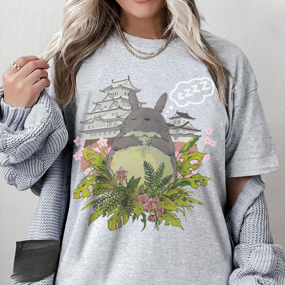 Totoro Sleep T-Shirt 100% Cotton Studio Ghibli Anime Graphic Tee
