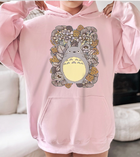 Totoro Plants Hoodie – 100% Cotton Studio Ghibli Hoodie with Totoro and Nature Design