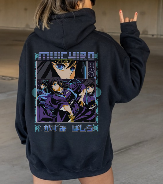 Muichiro Tokito Demon Slayer Back Print Hoodie – 100% Cotton Anime Hoodie for Mist Hashira Fans