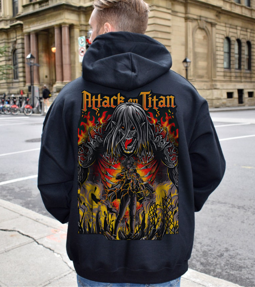 Eren Jaeger Back Print Hoodie – 100% Cotton Attack on Titan Anime Hoodie for Fans