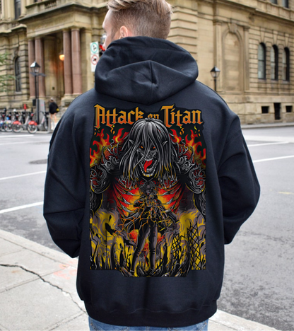 Eren Jaeger Back Print Hoodie – 100% Cotton Attack on Titan Anime Hoodie for Fans