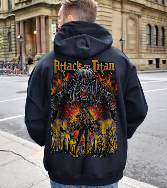 Eren Jaeger Back Print Hoodie – 100% Cotton Attack on Titan Anime Hoodie for Fans