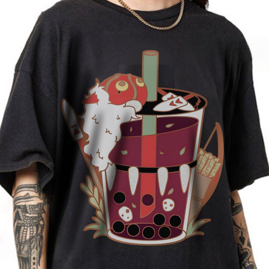 Princess Mononoke Smoothie Art T-Shirt | 100% Cotton Studio Ghibli Anime Tee