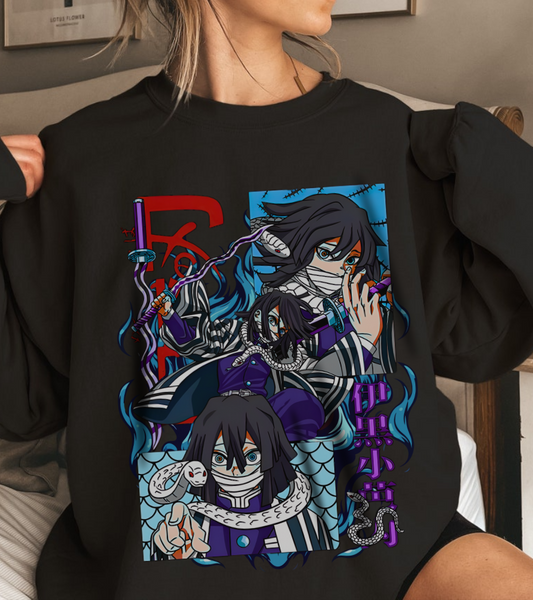 Obanai Iguro Demon Slayer Sweatshirt – 100% Cotton Serpent Hashira Anime Pullover