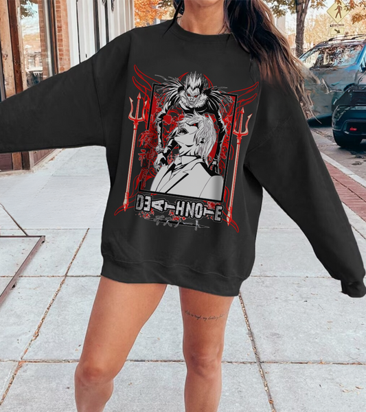 Death Note Anime Sweatshirt – 100% Cotton Pullover Featuring Light, L & Ryuk