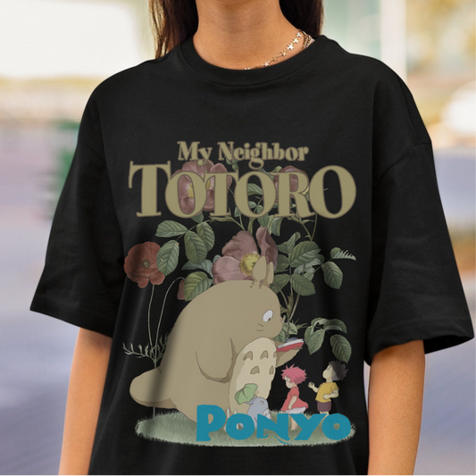 Totoro and Ponyo T-Shirt 100% Cotton Studio Ghibli Anime Tee