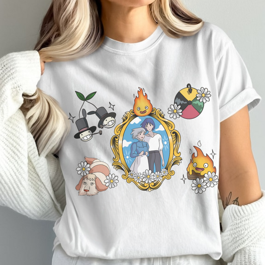 Howl Sophie Calcifer Shirt – Ghibli Anime Cotton T-Shirt for Fans
