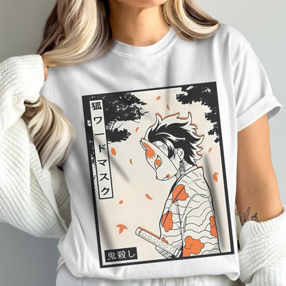 Tanjiro Kamado Mask Warrior T-Shirt | 100% Cotton Anime Tee | Demon Slayer Inspired