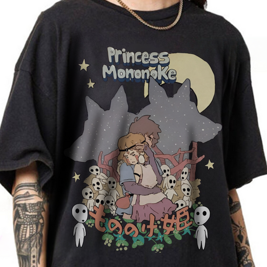 Princess Mononoke Print T-Shirt 100% Cotton Studio Ghibli Anime Tee