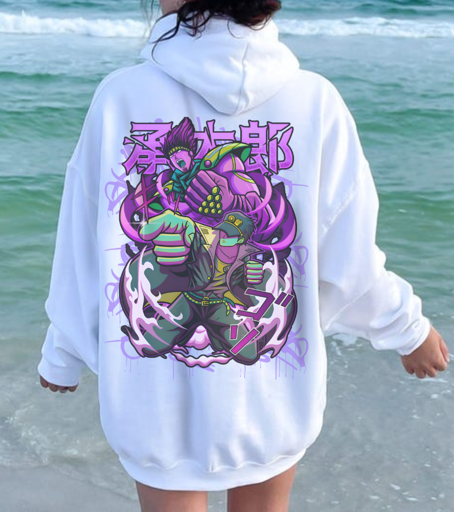 JoJo's Bizarre Adventure Back Print Hoodie – 100% Cotton Anime Hoodie for JoJo Fans