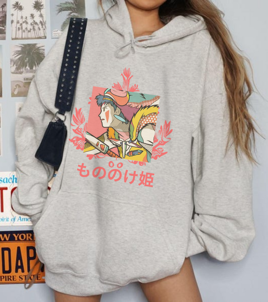 Princess Mononoke Hoodie – 100% Cotton Studio Ghibli Pullover for Anime Fans
