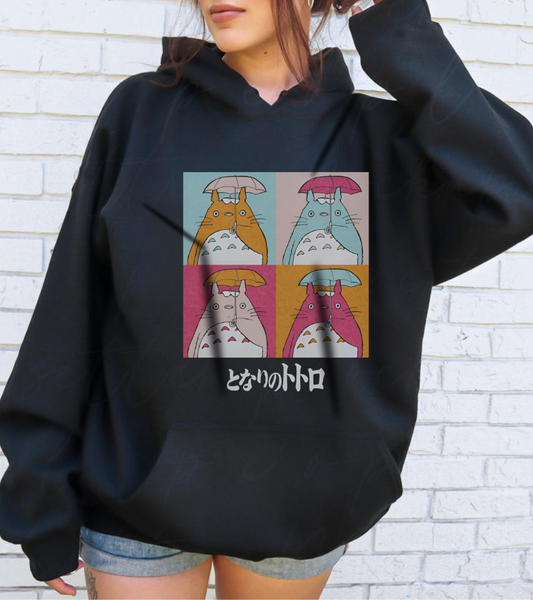 Totoro Aesthetic Art Collage Hoodie – 100% Cotton Studio Ghibli Anime Hoodie