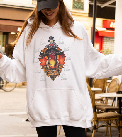 Calcifer Hoodie – 100% Cotton Howl's Moving Castle Pullover | Studio Ghibli Anime Apparel