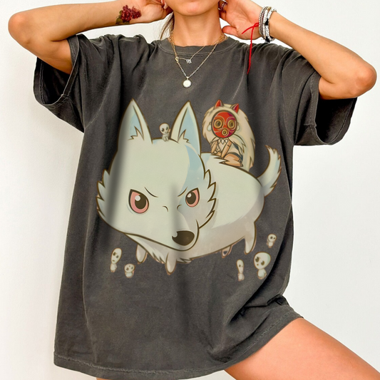 Princess Mononoke Chibi T-Shirt | 100% Cotton Studio Ghibli Cute Anime Tee