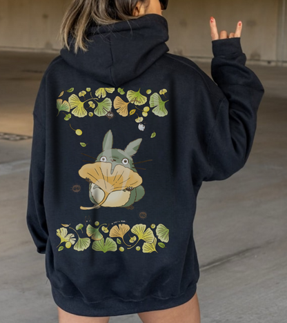 Totoro Flowers Dream Back Print Hoodie – 100% Cotton Gildan 18500 | Studio Ghibli Anime Hoodie