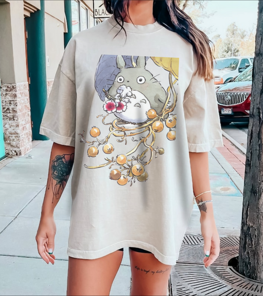 My Neighbor Totoro with Flowers T-Shirt – 100% Cotton Studio Ghibli Floral Tee