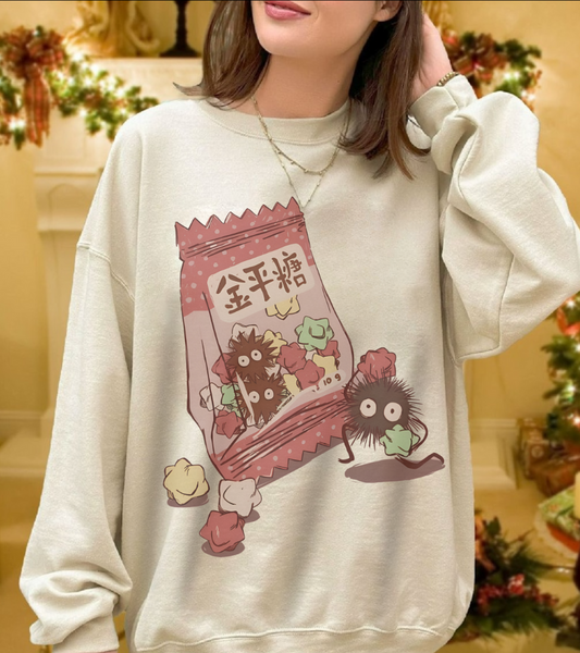 Soot Sprites Candy Sweatshirt – 100% Cotton Cute Studio Ghibli Anime Pullover