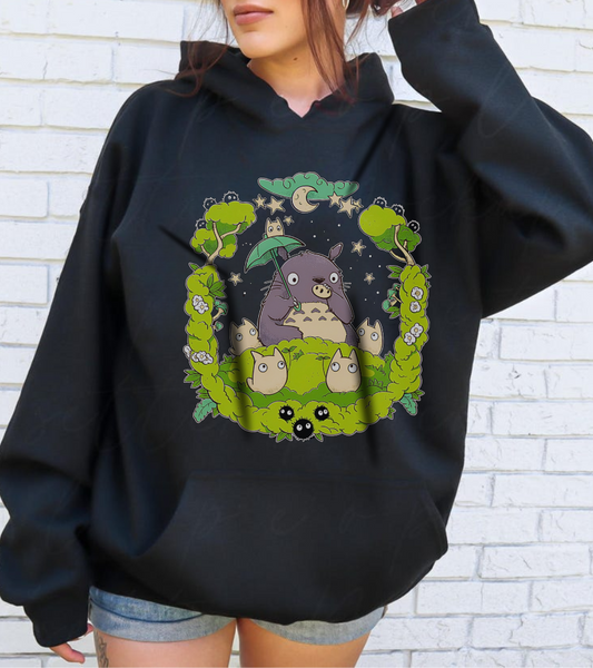 Totoro Forest Magic Hoodie – 100% Cotton Studio Ghibli Hoodie Inspired by My Neighbor Totoro