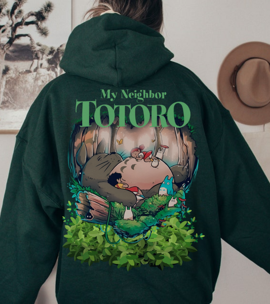 My Neighbor Totoro Dream Back Print Hoodie – 100% Cotton Anime Pullover for Studio Ghibli Fans